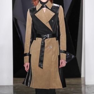 Ohne Titel Black Leather and Tan Suede Trench